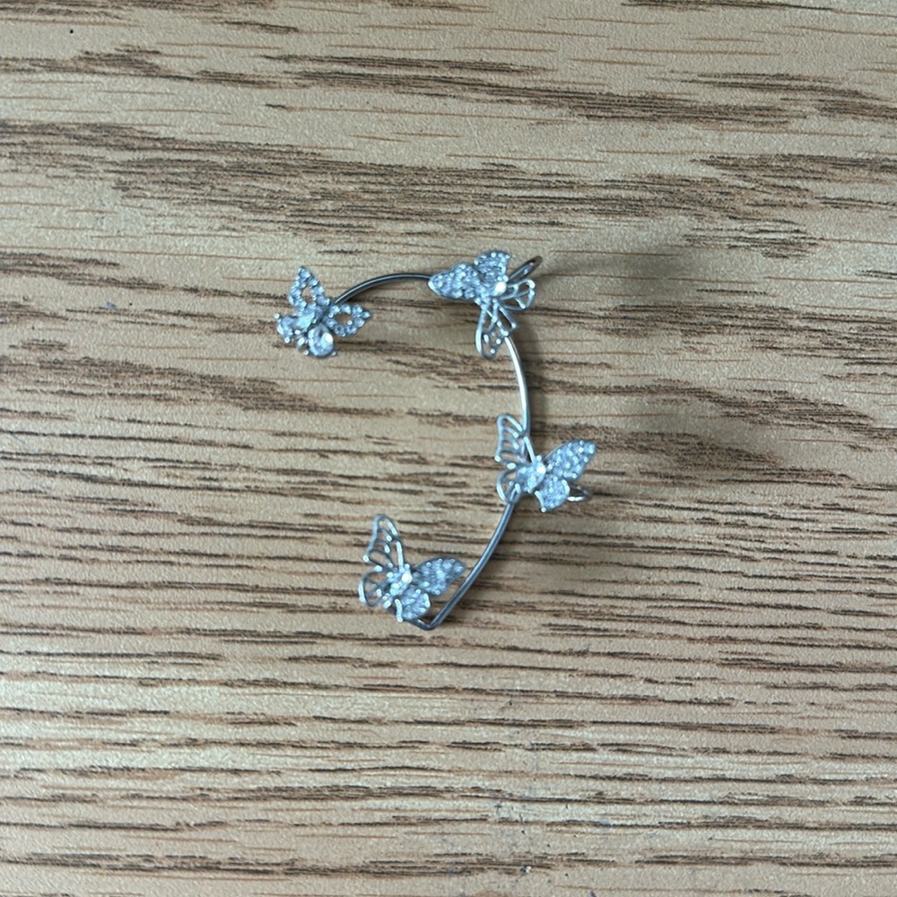 silver butterfly full ear cuff
